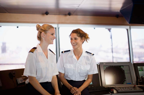 Two cruise hostesses